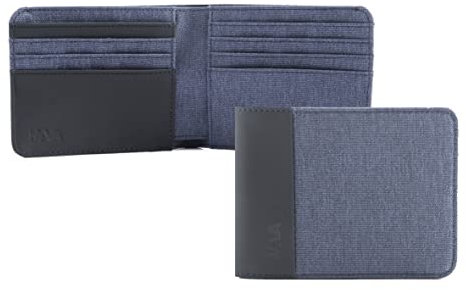 NAVA DESIGN - Portafoglio Uomo con RFID e 8 cc, Colore Blu - Dimensioni 10 x 12 cm
