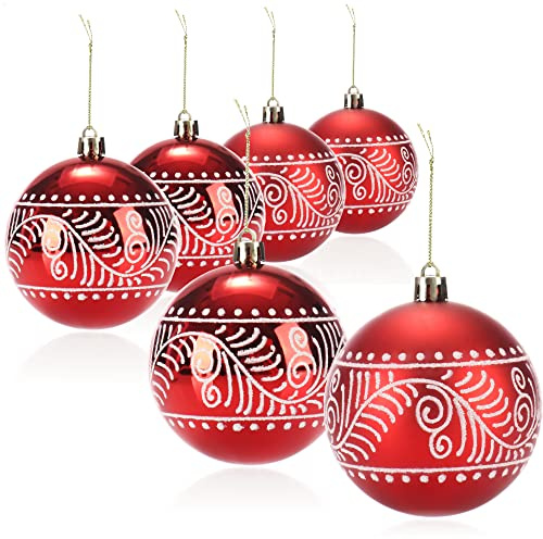 COM-FOUR® 6x palle di Natale, palle di Natale in plastica antirottura | decorazioni per l'albero di Natale con ciondoli