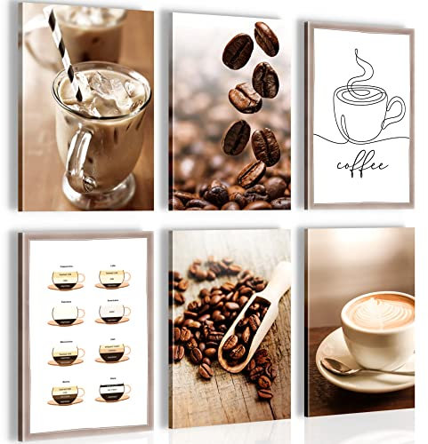 Novart Wandbilder Set Kaffee Küche - KOMPLETT AUFHÄNGFERTIG - Made in Germany - Moderne Bilder Esszimmer Küchenbilder - N004364a