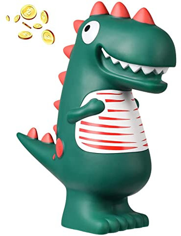 Mikytoper Dinosaur Piggy Bank for Kids,Large Dino Money Box for Boys and Girls as Birthday Enrollment Baptism Birth Gifts (Green Cute Dinosaur)