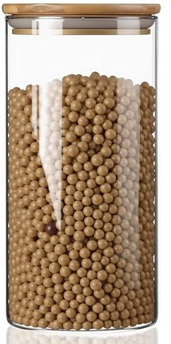 INCETUE Vorratsdosen Glas mit Deckel 1200ml, Groß Aufbewahrungsgläser mit Bambusdeckel Rund, Küche Gewürzgläser luftdichte Vorratsgläser für Spaghetti, Müsli, Mehl, Bohnen,Cornflakes