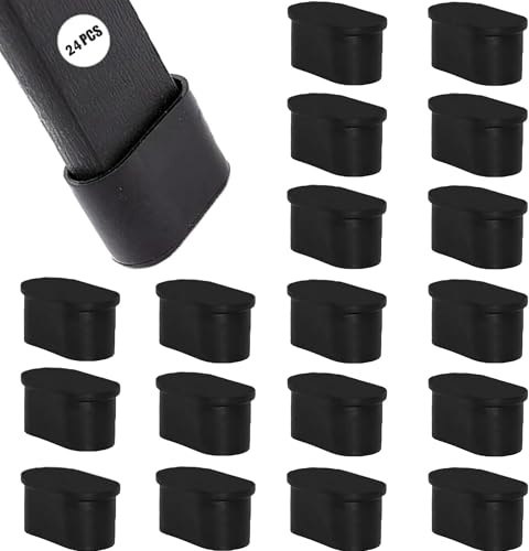 24 Stück Stuhlbeinkappen Schutzkappen Für Stuhlbeine 40x20 mm Gummi | Möbel Beinbecher Anti-Rutsch- und Geräuschreduzierung für Hartholzböden Rund Schwarz, Oval
