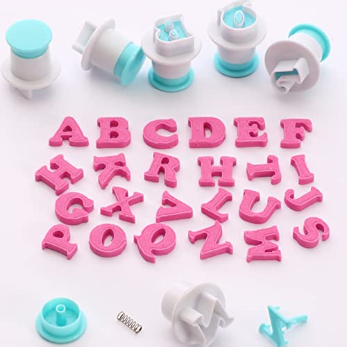 Juego de cortadores de fondant, cortador de galletas de letras y números de molde de repujado de fondant para decoraciones de adornos de pasteles Herramienta de repujado de fondant(Letras mayúsculas)