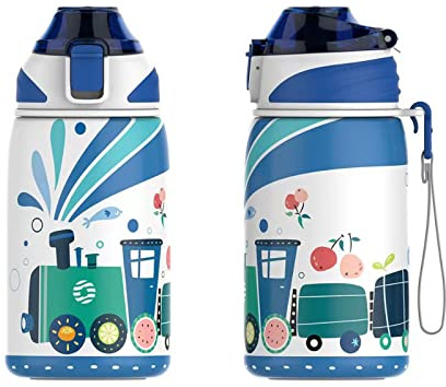 Fjbottle Borraccia Termica per bambini 400ML - Senza Perdite/Senza BPA, Bottiglia termica acciaio inox per scuola, asilo