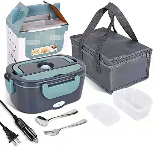 ROFRA Elettrico Scaldavivande 110V/220V/12V/24V, Scaldavivande Elettrico Portatile Scalda Vivande, 1.5L Removibili Lunch Box Termico in Acciaio Inox con Borsa Termica e Forchetta Cucchiaio (110V)