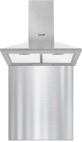 Baridi 60cm Chimney Style Cooker Hood with Carbon Filters & Splashback, Stainless Steel - DH207