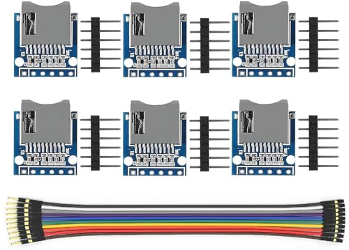 WWZMDiB 6 Pcs Micro SD TF Card Adapter Mini Reader Module 3.3V 6 Pin SPI Interface Compatible with for Arduino Raspberry Pi ESP32