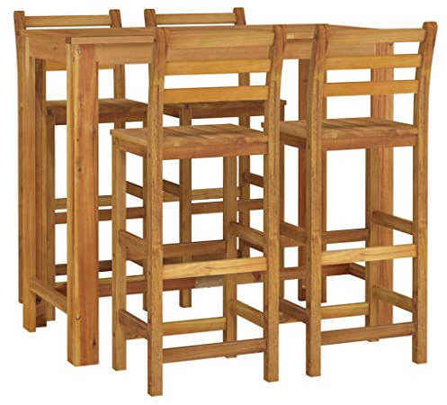 vidaXL Gartenmöbel Set 5-TLG. Gartengarnitur Sitzgruppe Gartenset Sitzgarnitur Gartentisch Tisch Stuhl Gartenstuhl Massivholz Akazie