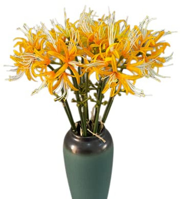 XIZHI 5 Stiele Künstliche Spinnenlilie Blumen 23,6 Zoll Lycoris Blumenzwiebeln Spinnenlilien Künstliche Blumen mit langem Stiel Real Touch für Fotografie Hotel Garten Dekoration (Gelb)