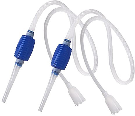 UUYYEO 2 bombas de mano de agua para acuarios, pequeños cambiadores de agua para acuarios, sifón, manguera, limpiadores de peceras, removedores de residuos de peces