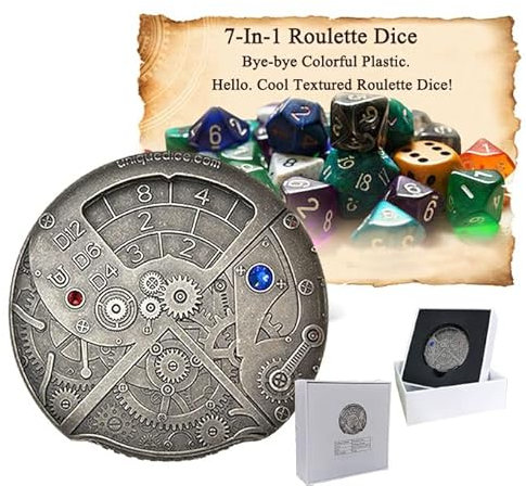 7-in-1 Roulette DND Dungeons and Dragons D&D Metal Hollow D20 D e D Giochi di ruolo dadi per Dungeons & Dragon Giochi di ruolo