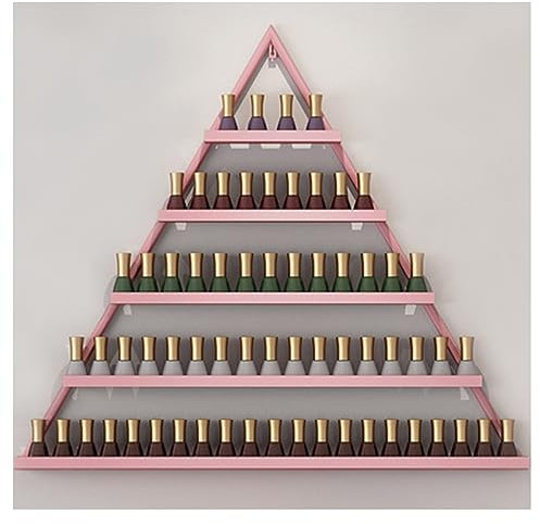 ZBJDX Porta Smalto per Unghie, Scaffale per Smalto per Unghie in Metallo, Scaffale da Parete per Bottiglie di Smalto per Unghie, Espositore Triangolare per Salone, Casa (4 Colori),Rosa