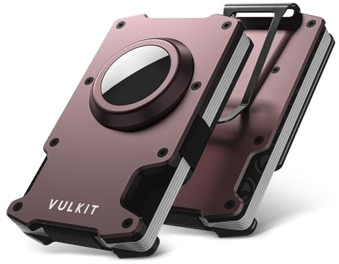 VULKIT Kreditkortshållare med pengarklämma Smal metallplånbok i aluminium med Airtag-hållare RFID-spärrande korthållarplånbok för män