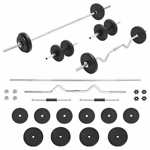 Homgoday Langhantel- und Kurzhantel-Set 30 kg - Verchromter Stahl, Schwarz, für Krafttraining Model93589