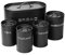simpa 5PC Stylish Matte Black Metal Kitchen Storage Set Including Oval Bread Bin and Round Biscuit Tin, Tea, Coffee and Sugar Canisters.