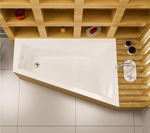 ECOLAM Badewanne RITA 150x100 cm RECHTS Trapezwanne Ablauf Füße Silikon Set | Eckwanne Trapezform direkt vom Hersteller Ab- und Überlauf Alcaplast Füße Silikon im Set echtes Sanitäracryl