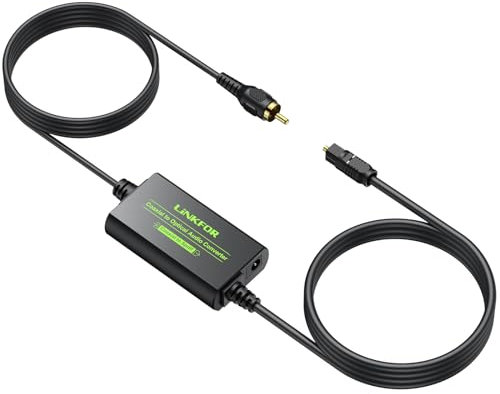 LiNKFOR Convertitore Coassiale a Ottico SPDIF Toslink 192KHz 24bit Adattatore da Coassiale a SPDIF Toslink Supporta LPCM2.0/DTS/Dolby AC3/5.1CH Coaxial to Optical Audio Converter per TV DVD Sound Bar