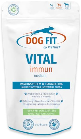 DOG FIT by PreThis® VITAL immun für Hunde I Mit Colostrum, Agaricus Blazei Murrill, Hagebuttenextrakt, Shilajit, Propolis I Ohne künstliche Zusätze I medium 10-25kg