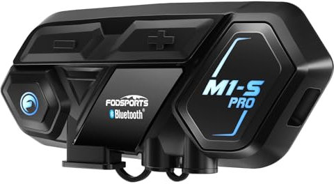 Fodsports M1-S Pro Motorrad Headset, 5.0 Bluetooth intercom Motorrad, Motorrad kommunikationssystem für 8 Personen, Helm Headset mit Musik Teilen, CVC-Geräuschunterdrückung, IP65 Wasserdicht