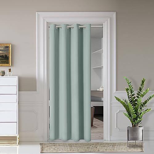 AOSKY Door Curtains for Doorway Privacy, Sage Green Grommet Closet Curtains for Bedroom, Door Window Curtain, Light Blocking Thermal Insulation Drapes for Living Room Set of 1 Panels, 52 W x 63 L