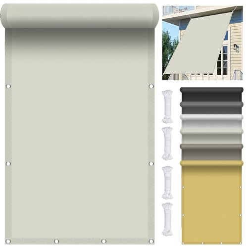Vela Ombreggiante Tenda a Vela 4 x 5.8 m Impermeabile, Rettangolare Tenda a Vela Ombreggiante Telo con Occhielli Protección Rayos UV 98% per Arredo Esterno Giardino, Avorio