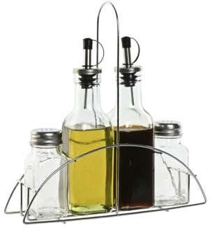 Home ESPRIT Set para Aliñar Transparente Metal Cristal 300 ml 22,5 x 6 x 23 cm