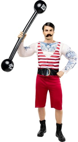 Funidelia | Disfraz de forzudo para hombre y mujer Circo, Original y Divertido - Disfraz para adultos y divertidos accesorios para Fiestas, Carnaval y Halloween - Talla S - Negro