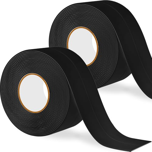 Rusoz Dichtungsband Selbstklebend Wasserdicht Schwarz, 2 Rollen Abdichtband Selbstklebend Wasserfest Fugendichtungsband Anti-schimmel 3.2mx38mm für Küche,badezimmer, Toilette, Wandecke