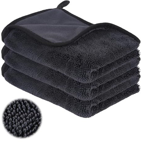 YGKYMVW 3 PCS Drying Towel XXL, 40 X 60 cm Fast Dry Towel Bathroom Drying Cloth, Microfibre Cloth Shower Cloth Dry Towels Cleaner Cloths for Shower Car Wash Clean Black