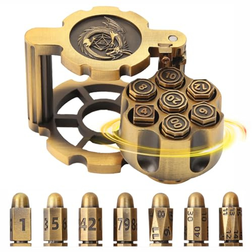 Polyedrisches Würfel Set aus Metall,7 Kugelform drehbarer Revolver Halter | für TRPG-Brettspiele Tischspiele, Stress Relief Geschenk für Spieler,Würfel Rolling,Fidgeting,Glatte Rotation,Stresslinderung