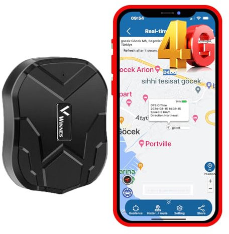 Winnes Magnetic GPS Tracker 4G Real Time Positioning Anti-theft Car Tracking Device Instant Alerts Battery Powered Long Working Time Waterproof Durable Vehicle Trackers UK for Fleet, Trucks, Vans, RVs
