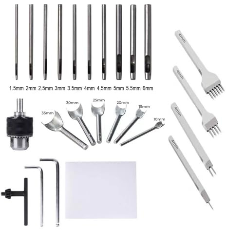 10er Stanzwerkzeug Set, Lederhandwerkswerkzeuge 4 Stück 1/2/4/6 Zinken Nähen Leder Handwerk Werkzeuge Kit Diamant Schnürung Stitching Meißel Set (4 mm) 6 Stück/DIY Leder Carft V Form Stanz