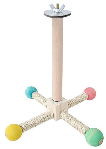 Vögel Spielzeug Holz Karussell Sitzstangen für Wellensittiche Papagei Vogelspielplatz Hängende Spielständer für Vogelkäfige