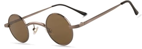 besbomig Gafas de Sol Pequeñas Ovaladas Hombre y Mujer | Marco de Metal Estilo Steampunk Hippie Redondas UV400 Protección