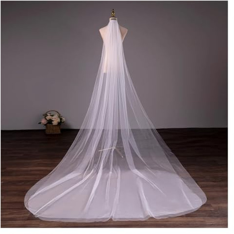 LYHYDMA Brautschleier Zwei Schichten Brautschleier Brautschleier Weiß 3 Meter 5 Meter Langer Schleier for die Braut mit Kammschleier(White 2 Layers,300cm)