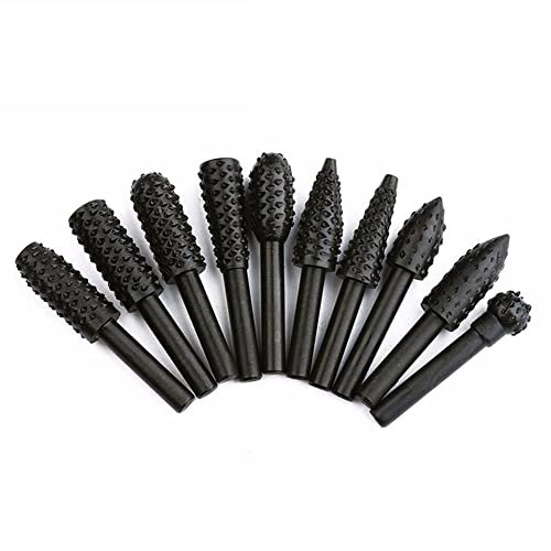10pcs 1/4'' 6mm Shank Rotary Burr Set Wood Rasp File Drill Bits Rotary Rasp Set For Woodworking