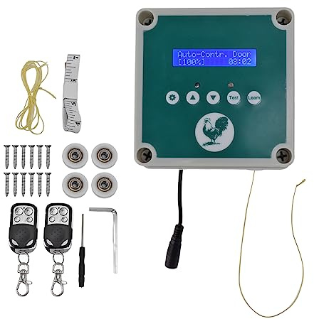 Segrehy ​​Automatischer Hühnerstalltür-Controller IP44, Programmierbarer Timer mit Lichtsensor und Fernbedienung, ABS-Material, für Geflügelställe und Bauernhöfe, Ideal für Geflügelzüchter