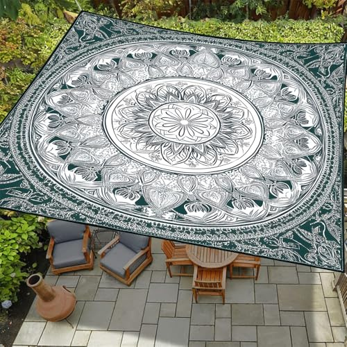 ENEN Sonnensegel Wasserdicht Rechteckig mit Ösen Sonnensegel Balkon Sonnenschutz UV Schutz Windschutz Schattennetz Reißfest Wetterfest für Garten Terrasse -Böhmen Ethno (Mandala,2x2.4m)