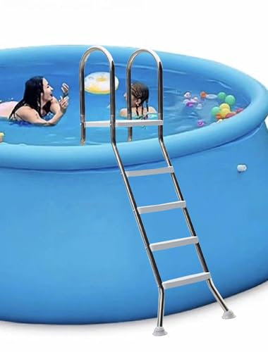 BOTOWI 85/110/135/160cm Escalera de Piscina sobre el Suelo con escalones de Doble Cara de plástico de Alta Resistencia, Escalera de Piscina para Piscina elevada, Carga 250 kg,53in