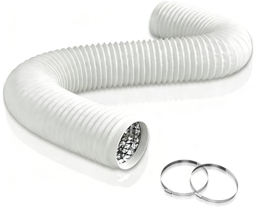 Aygrochy PVC Abluftrohr ø75mm, 6m Alurohr Flex-Schlauch Abluftschlauch mit 2 Schlauchschelle Edelstahl für Mobile Klimaanlage, Trockner, Abluftventilator, Abzugshaube, Belüftungssystem