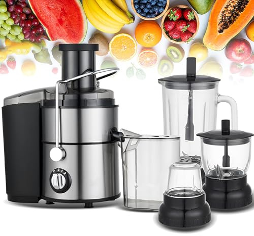 Macchina spremiagrumi, 1,5 l, multifunzione 4 in 1, completamente automatico, per succo fresco, scivolo di alimentazione da 65 mm per limone, lime, pompelmo, arance
