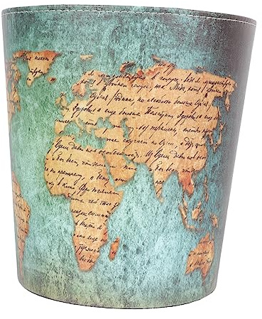 TOBBOMEY Poubelle Vintage Sans Couvercle Motif Carte Européenne Corbeille Rangement Pour Bureau Salle De Bain Cuisine Panier Papier Élégant Et Pratique