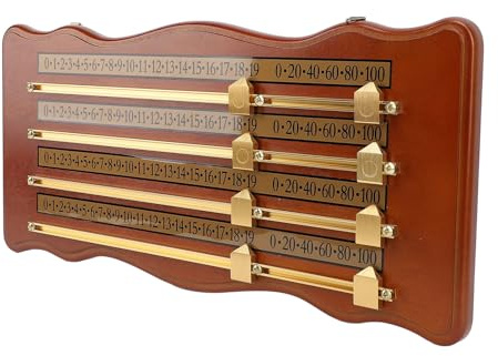 ZASCHMOY Billiard -Anzeigetafel mit 4 -Lane Design für Snooker Games Premium High Density Wood & Aluminium Alloy Craftsmanship, Ideales Clubzubehör, Einfache Installation, Brown Finish