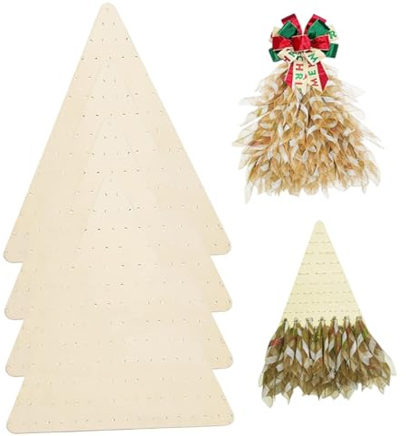 4Pcs Wreath Boards with Holes 14x16 Unfinished Wooden Triangle Wreath Frame Decorative DIY Hanging Floral Hoop for Christmas, Home, Door and Wall Decor Base Christmas Decorations Form