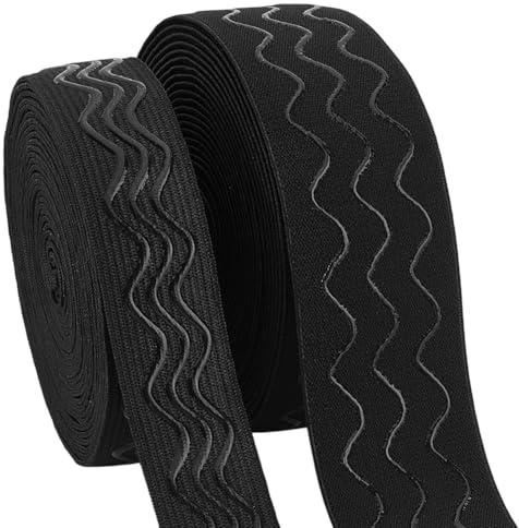 AHANDMAKER Bande élastique antidérapante en silicone pour vêtements, couture, loisirs créatifs, shorts de sport - 9,1 m x 25 mm x 38 mm de large - Noir