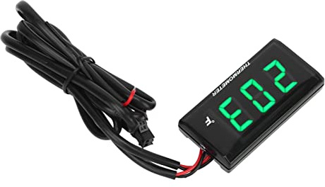 Walmeck LCD Vattentemperaturmätare, Ultratunn Digital Vattentermometer för Motorcykel med Varningsblixt för de Flesta Cyklar, Högupplöst Display, Enkel Installation (Grön)