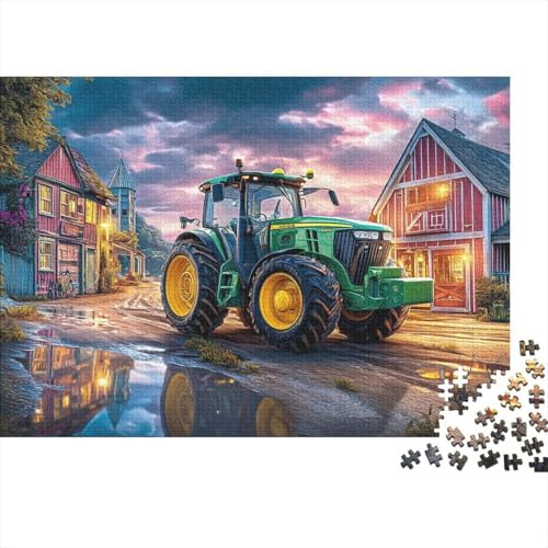 1000 Piece Jigsaw Puzzle, Rural Tractor Scene Lawn Tractor, Premium Paper, Colourful, Unique, Stress Relief, Adults & Kids 12+, 52x38cm