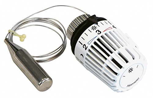 Heimeier Thermostatkopf F mit Flüssigkeitsfühler, Kapillarrohrspule, Frostschutzsicherung, Sollwertbereich von 6°C - 27°C, 1-5 Merkzahl, 2000 mm Kapillarrohr, Kunststoff, Weiß, 27113 4