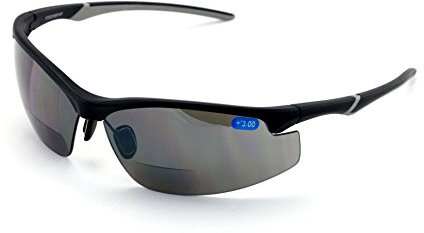 V.W.E. Vidrios Rx-Bifocales De Protección De Seguridad Espejo Ligero Matiz Bifocales - Lector De Sol - Gafas De Sol (Negro Mate, 2.50)