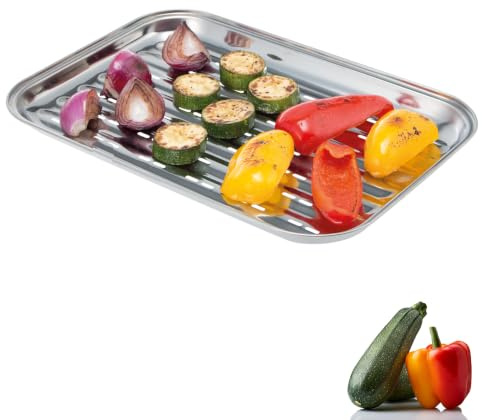 bremermann Grillschale, Grillpfanne Edelstahl, ca. 35 x 24,5 cm, 1 Stück